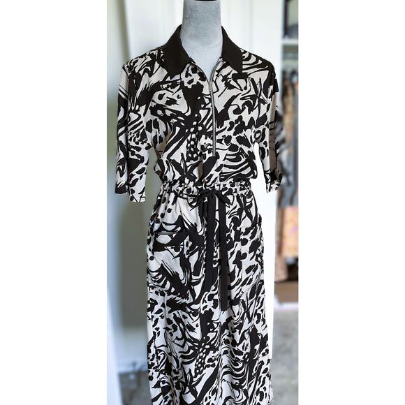 TOPSHOP Printed Collared Midi Dress Size 8 - Picture 1 of 12